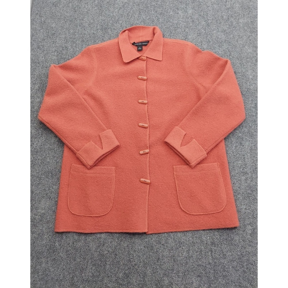 Josephine Chaus Wool Jacket Womens Large Orange Button Front‎ Cardigan Pockets